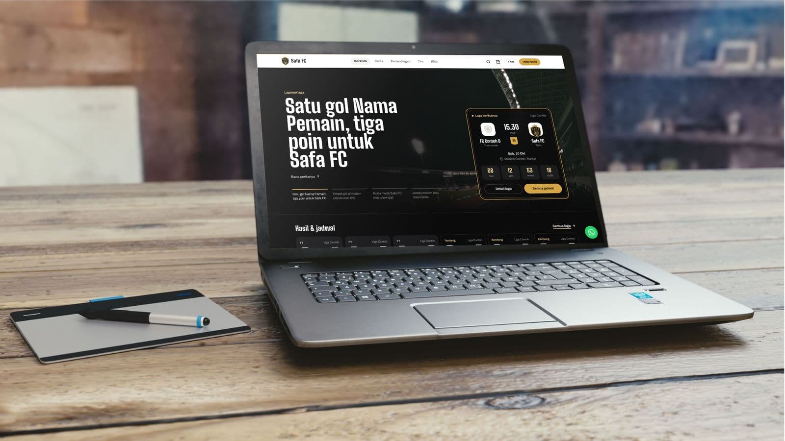 Safa FC website on a laptop